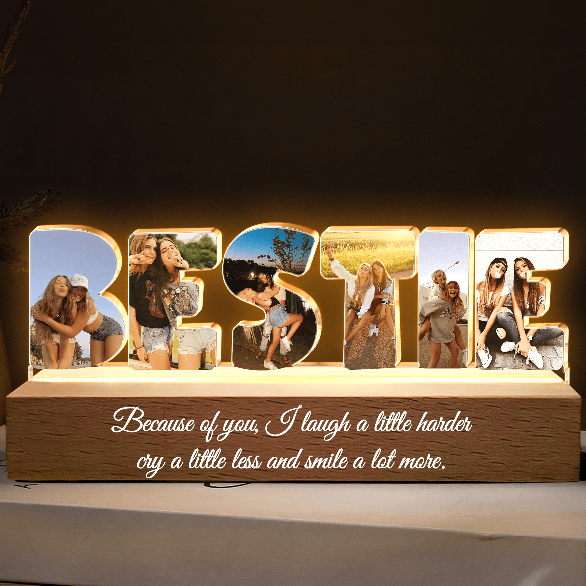 Custom Friendship Photo Collage - Personalized Photo LED Night Light