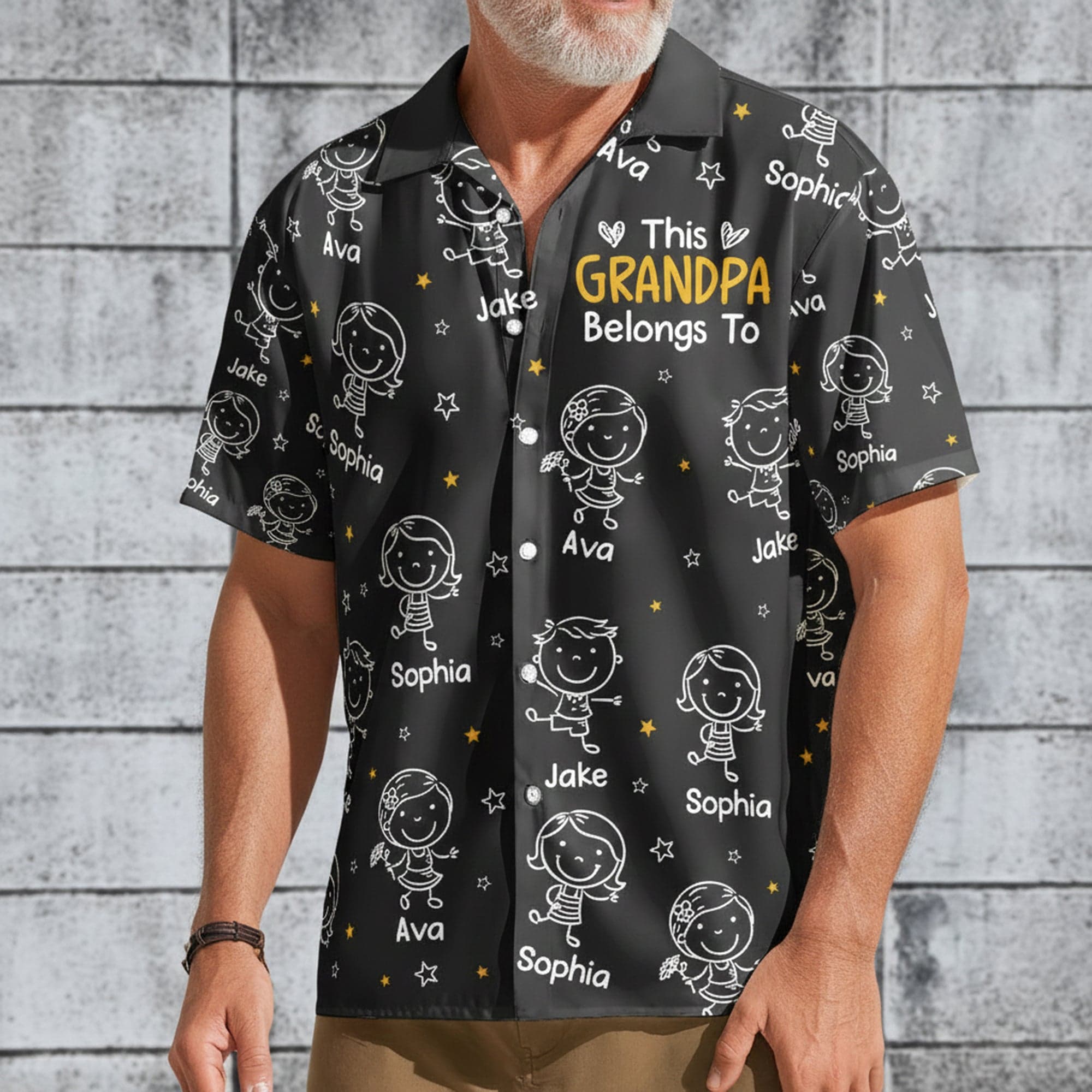 This Grandpa Belongs To Doodle Personalized Hawaiian Shirt front